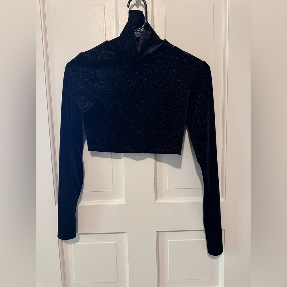American Apparel velvet turtle neck glitter crop top, Size XS